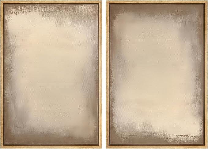 MUDECOR Framed Canvas Print Wall Art Neutral Minimalist Modern Abstract in Beige and Taupe Illustrations Modern Art Decorative Bohemian Colorful for Living Room, Bedroom, Office - 16"x24"x2 Natural