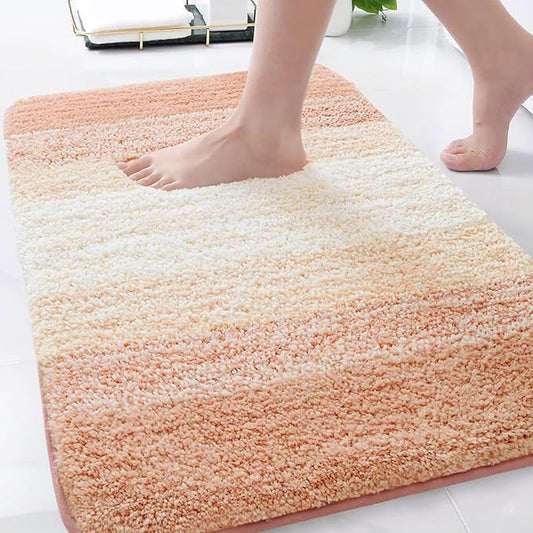 Arotive Microfiber Bathroom Rugs, Shaggy Soft and Absorbent Bath Rug, Non-Slip, Thick Plush Machine Washable Dry Bath Mats for Bathroom, Tub and Shower, 34x21, Peach, Rectangular