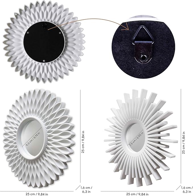 BONNYCO Wall Mirrors Pack of 3, Round White Mirrors for Home Decor, Bedroom and Room. Espejos Decorativos de Pared Sala Dormitorio, Circle Wall Decor Minimalist Vintage, Chic. Gifts for Women Mums