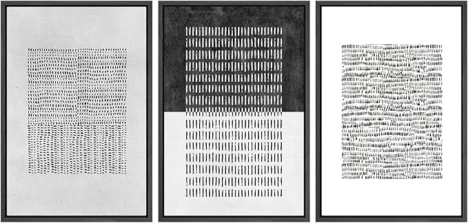 SIGNWIN Framed Canvas Print Wall Art Set Mid-Century Geometric Block Abstract Shapes Cozy Neutral Modern Art Decorative Boho Relax/Zen Nordic for Living Room, Bedroom, Office - 24"x36"x3 Black