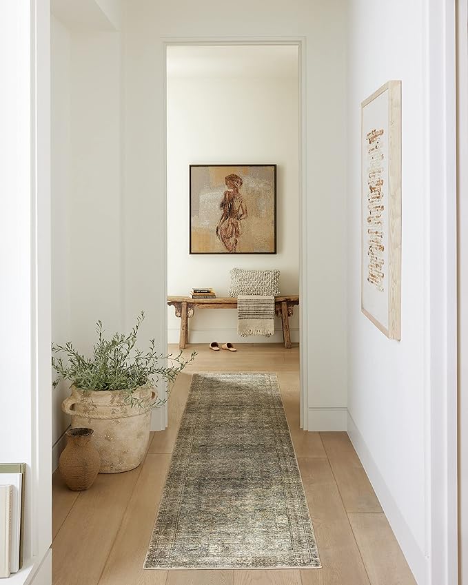 Loloi Amber Lewis Morgan Collection MOG-04 Sea/Sage 2'-3" x 11'-6" 38" Thick Runner Rug feat. CloudPile, Neutral, Room Décor, Vintage Inspired, Livingroom, Bedroom, Dining Area