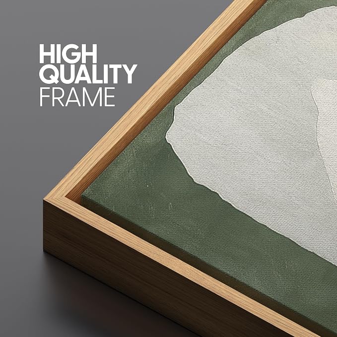 SIGNLEADER Framed Canvas Print Wall Art Soft Organic Form on Sage Green Abstract Illustration Modern Art Decorative Zen for Living Room, Bedroom, Office - 24"x36" NATURAL
