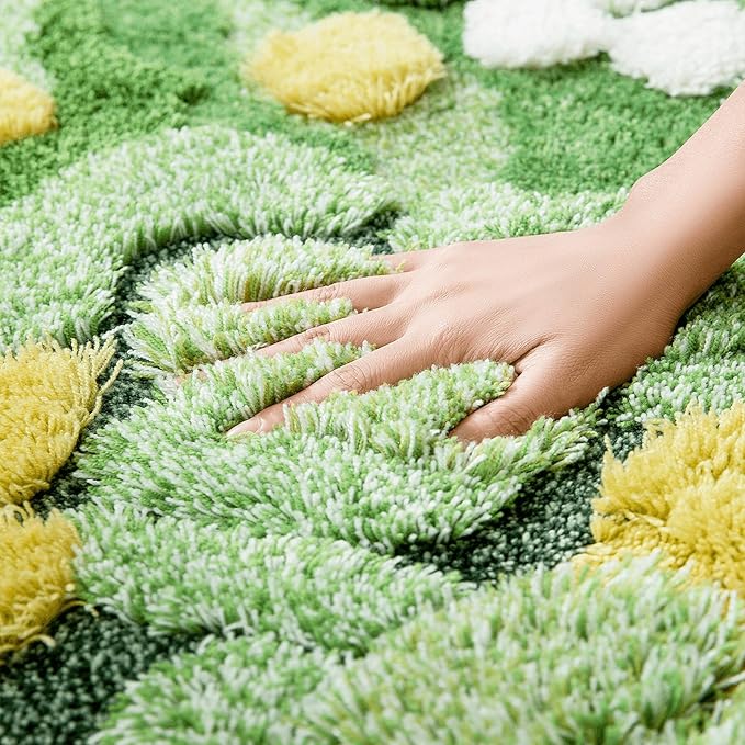 UKELER Soft Shag Round Rug for Kids Cute Moss Home Decor Non Slip Washable Area Rugs for Bedroom Bedside Laundry Room Playroom Bathroom 41.3''x39.3''