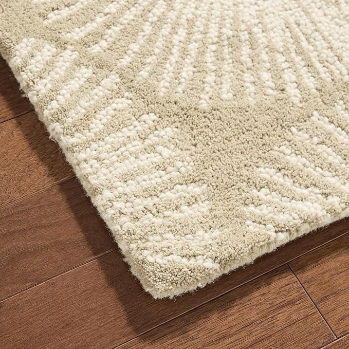 Nicole Miller New York Kendall Fluted Geo Handcrafted Area Rug, 100% Wool Rug, Taupe, 5'x7’