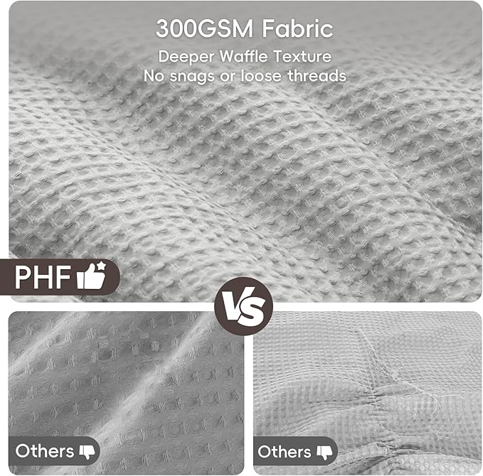 PHF Ultra Soft Waffle Weave Comforter Set King Size, 3 Pieces Lightweight Breathable Comfy Bedding Set, Comfy Textured 1 Comforter with 2 Pillow Shams, Light Grey