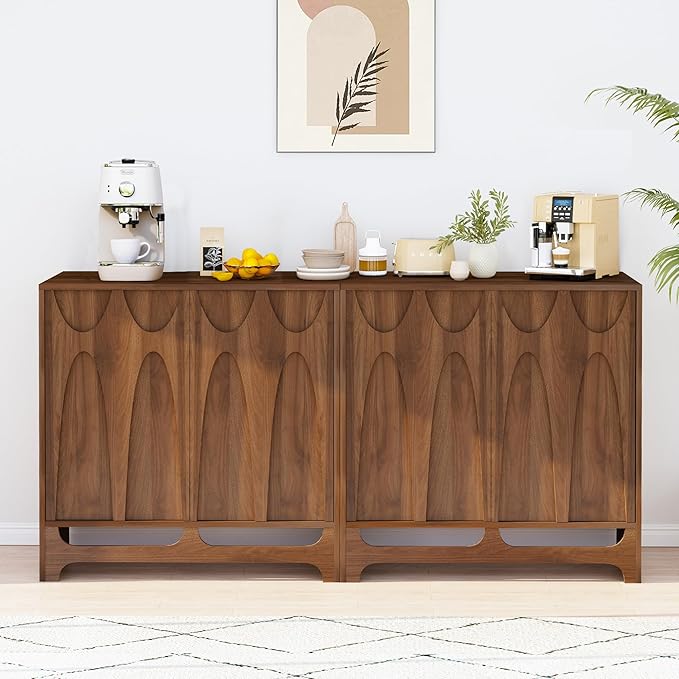 Sideboard Buffet Cabinet with Storage, 31.5” Mid Century Modern Storage Cabinet with Adjustable Shelf and 2 Doors for Dining Room, Living Room,Entry
