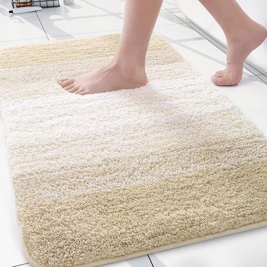 Arotive Microfiber Bathroom Rugs, Shaggy Soft and Absorbent Bath Rug, Non-Slip, Thick Plush Machine Washable Dry Bath Mats for Bathroom, Tub and Shower, 30x20, Light Beige, Rectangular