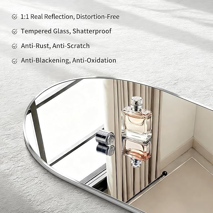 CIRCUMI Arched Wall Mirror, 30"x36" Silver Arched Mirror with Tempered Glass, Metal Frame, Large Size for Bathroom, Living Room,Entryway,Over Sink, Arch Mirror for Decor,Shatterproof&Crystal-Clear