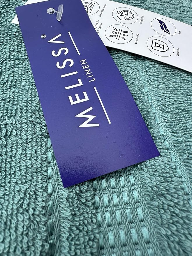 Melissa Linen, Fingertip Towels 4 Pack, 100% Turkish Cotton, Small Hand Towels for Body and Face, 12 x 18 in, Soft and Absorbent, Quick Dry, (Maldive Green Fingertip Hand Towels)