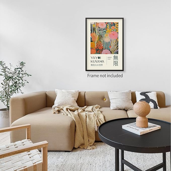 Abstract Yayoi Kusama Posters Japanese Wall Art Vintage Tokyo Aesthetic Prints Yayoi Kusama Inspired Japanese Gallery Wall Art for Stylish Room Bedroom Living Room Decor 8x10in Unframed