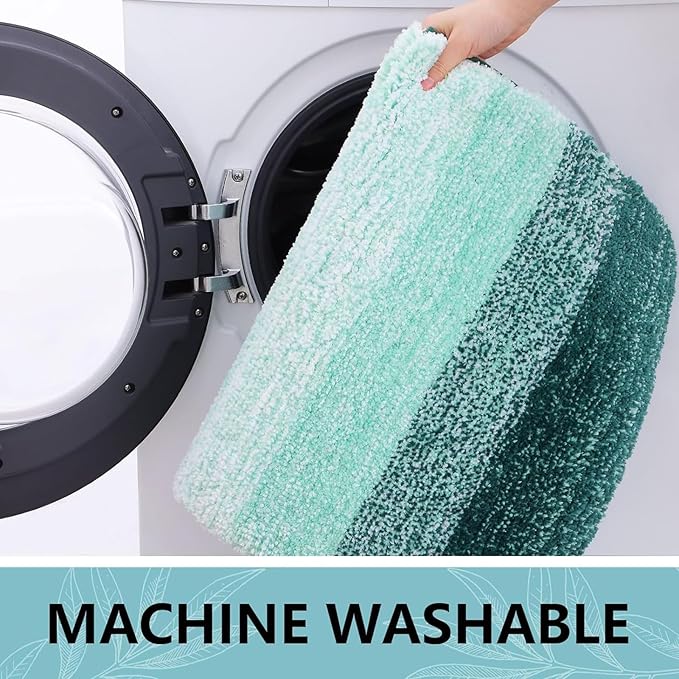 Arotive Microfiber Bathroom Rugs, Shaggy Soft and Absorbent Bath Rug, Non-Slip, Thick Plush Machine Washable Dry Bath Mats for Bathroom, Tub and Shower, 59x17, Dark Green, Rectangular