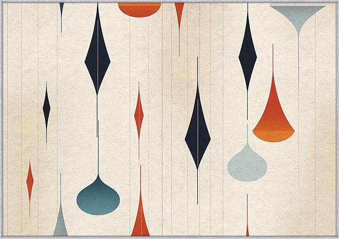 Mid Century Rugs for Living Room 6x8, Retro 50s Geometric Abstract Modern Pattern Design Area Rug, Mid Century Bedroom Decor Carpet, Non Slip, Washable (RG421)