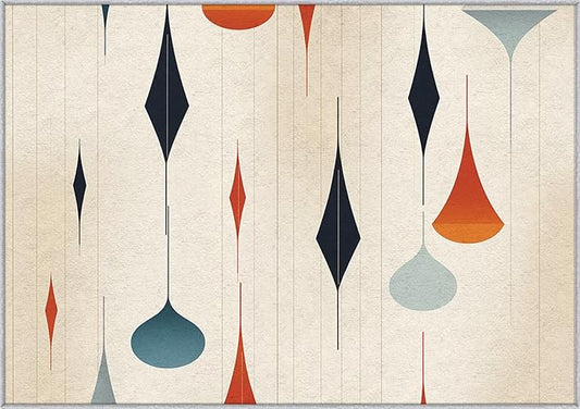 Mid Century Rugs for Living Room 8x12, Retro 50s Geometric Abstract Modern Pattern Design Area Rug, Mid Century Bedroom Decor Carpet, Non Slip, Washable (RG428)