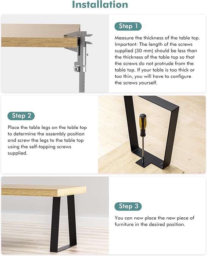 Table Legs 12 inch Short - Metal Coffee Table Leg Small Trapezoid Heavy Duty Steel Furniture Leg for DIY Kitchen Desk, Sofa, Bench, Stool, End/Side Table (Set of 2, Black)