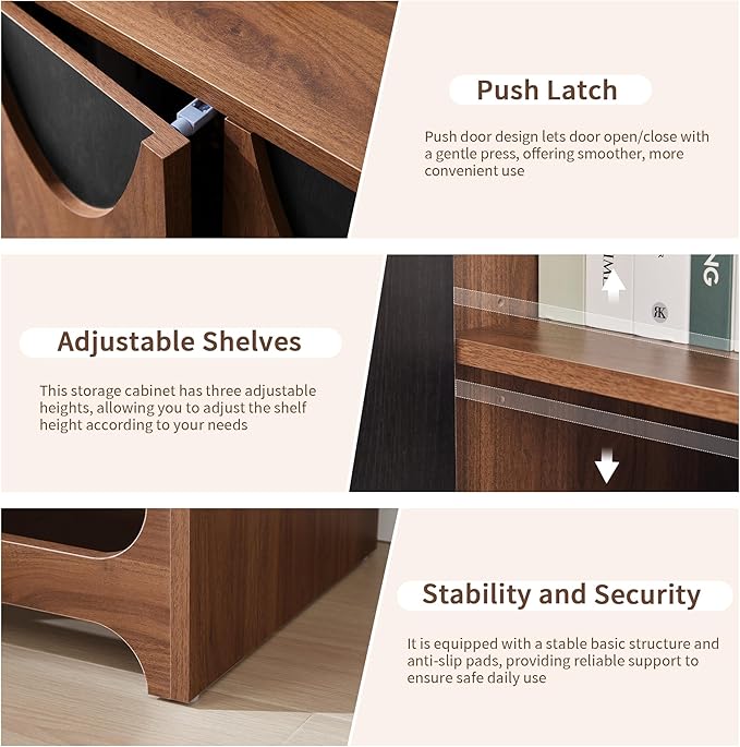 Sideboard Buffet Cabinet with Storage Set of 3, 94.5” Mid Century Modern Storage Cabinet with Adjustable Shelf and 6 Doors for Dining Room, Living Room,Entry