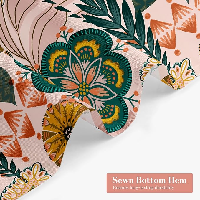 MitoVilla Long Boho Shower Curtain Set 72 x 78, Modern Spring Floral Chic Shower Curtains 78 inch Long for Elegant Bathroom Decor, Summer Colorful Fabric Flower Shower Curtain