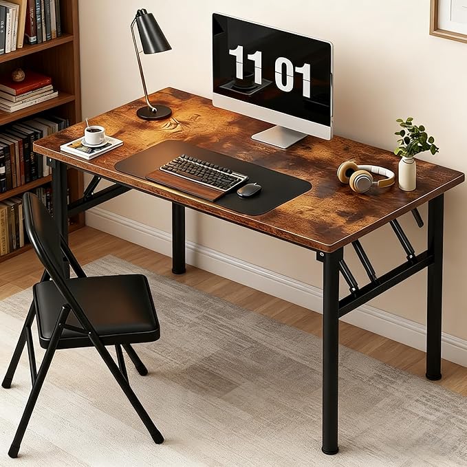 39.4 Inch Foldable Desks for Small Spaces, No Assembly Required Computer Desk Space-Saving Folding Study Table for Home Office