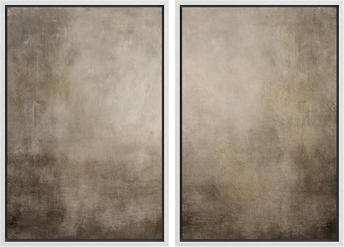 MUDECOR Framed Canvas Print Wall Art Monochromatic Gradient Abstract Minimalist Gray Illustrations Modern Art Decorative Bohemian Colorful Chic for Living Room, Bedroom, Office - 24"x36"x2 White