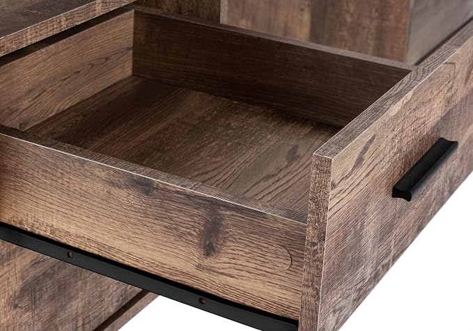 Monarch Specialties Computer Desk with Drawers - Contemporary Style - Home & Office Computer Desk with Metal Legs - 60"L (Brown Reclaimed Wood Look)