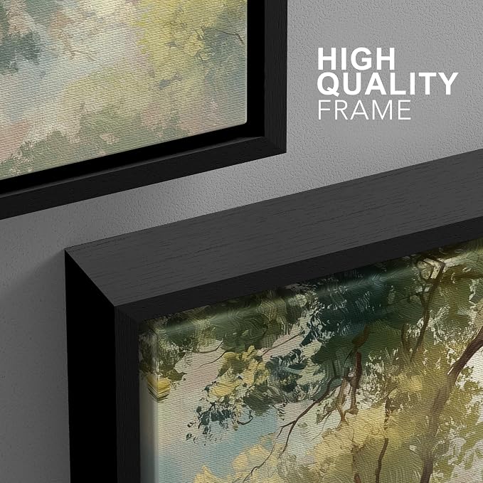 wall26 Framed Print Wall Art Set Soft Pastel Sky and Tree Canopy Abstract Nature Decorative Minimal Relax/Zen for Living Room, Bedroom, Office - 16"x24"x3 BLACK