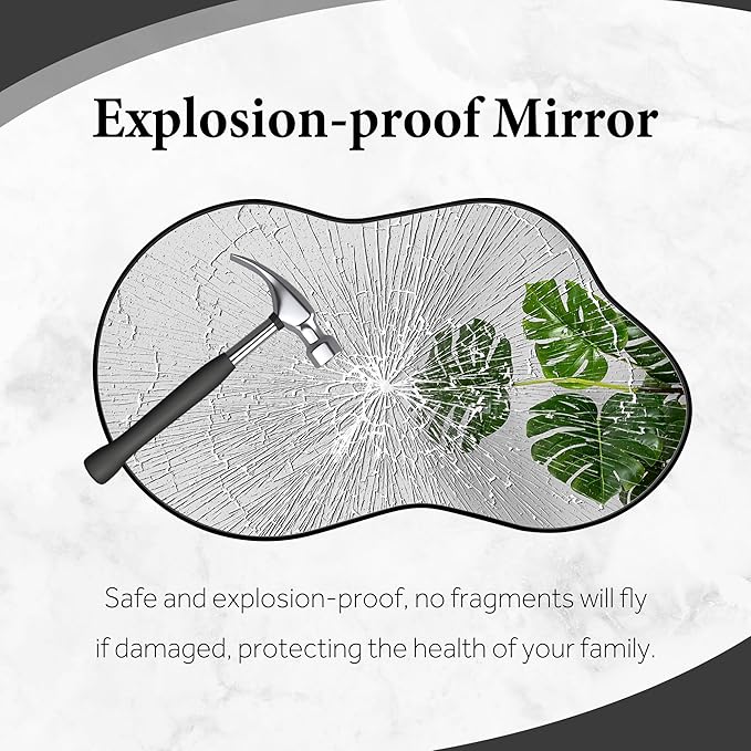 Irregular Wall Mirror - Wall Mirrors Decorative 24"x36" Black Asymmetrical Mirror Tempered Glass Aviation Aluminum Alloy Frame for Bathroom, Bedroom, Living Room, Cloakroom, Entryway