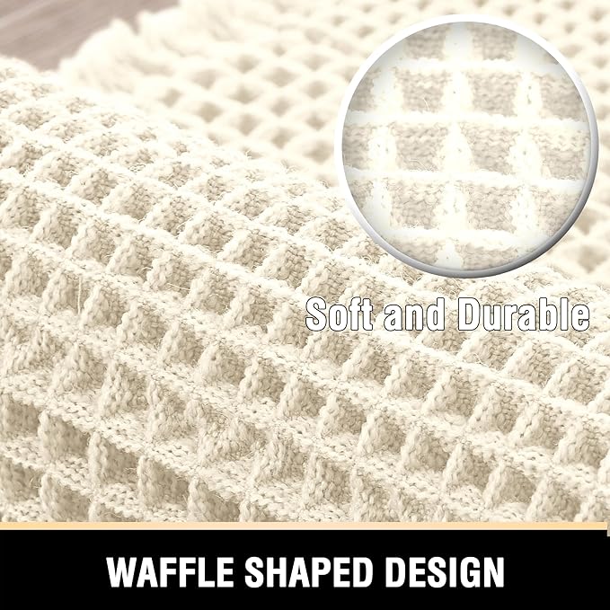 H.VERSAILTEX Waffle Bath Mat Super Absorbent Non Slip Bath Rugs for Beside Tub, 24" x 60", Ivory