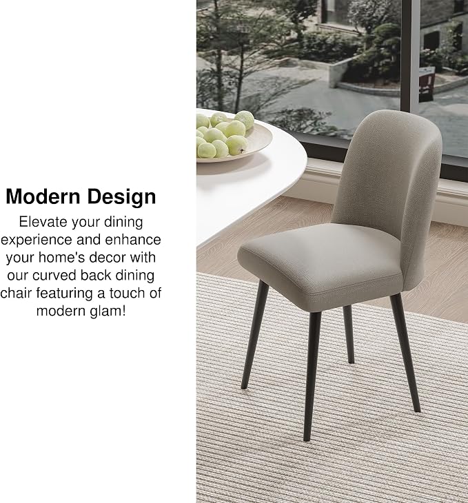 Casaphoria Dining Chairs Set of 2, Modern Fabric Kitchen Chairs with Grey Metal Legs, Comfortable Dining Room Side Chairs for Home, Living Room,Restaurant