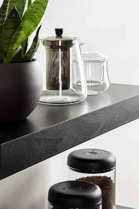 Kate and Laurel Havlock Modern Floating Shelves, Set of 2, Black, Sophisticated Storage and Display Shelves for Wall