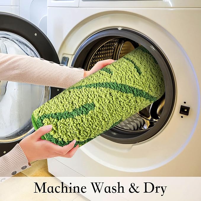 Hi Space Bathroom Rugs Mat 31.5x19.7IN Green Leaves Bath Mat for Bathroom Non Slip Machine Washable Soft Absorbent Cute Bath Rug Plush Bath Carpet for Tub Shower Sink Fluffy Entryway Doormat