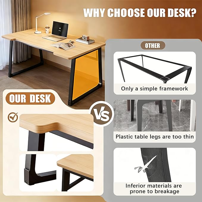Computer Desk 39.4 Inch Small Office Desk with Wood Top and Metal Frame, Study Writing Desk for Home, Bedroom, Gaming, U-Shaped Leg Design, Modern Simple