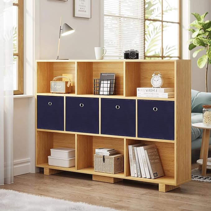 Foldable Storage Cubes Bins ,11 Inch Cloth Storage Cube Fabric Storage Box Cubes Organizer Baskets with Handles for Home Organizer Set of 6 (Navy Blue)