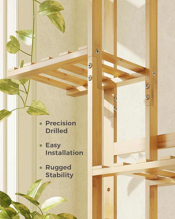 Bamworld Bamboo Plant Stand Indoor 7 Tiered Plant Shelf Outdoor Corner Plant Rack for Multiple Plants Flower Stand Plant Holder for Living Room Bedroom Balcony Patio Garden 55 Inch Natural