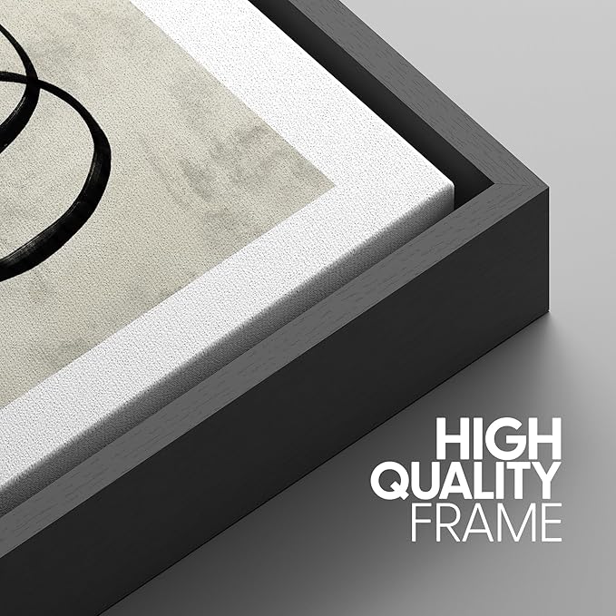 SIGNWIN Framed Canvas Print Wall Art Set Geometric Ring Grid Landscape Graffiti & Street Art Abstract Cozy Neutral Modern Art Decorative Nordic for Living Room, Bedroom, Office - 16"x24"x3 Black