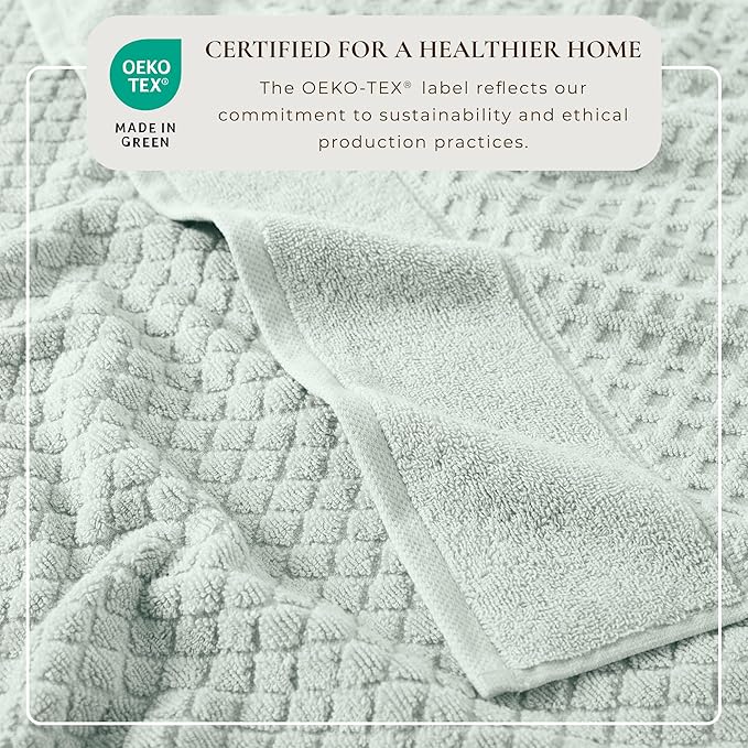 Great Bay Home Hand Towels - 100% Cotton 6 Pack 26x16 Hand Towel Set - Absorbent, Durable, Quick-Dry Towels for Bathroom (Pastel Blue)