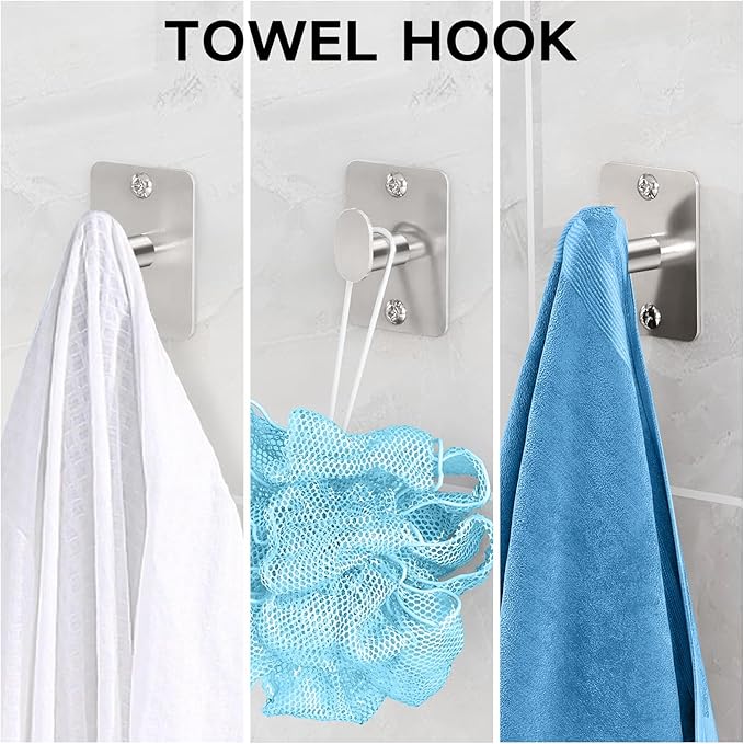 KLJKPA Brushed Nickel Bathroom Accessories Set, 4 Pieces Bathroom Hardware Set, 16 inch Towel Bar, Towel Racks for Bathroom, Robe Towel Hooks, Toilet Paper Holder Wall Mounted