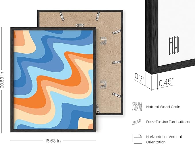 HAUS AND HUES Abstract Ocean Wall Art - Vibrant Beach Decor, Tropical Coastal Painting (Black Frame, 16x20)