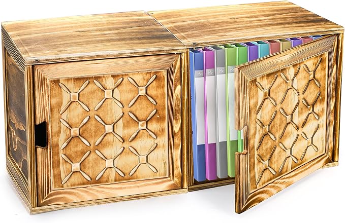 Fasmov Cube Storage Organizer, Wooden Cube Bookshelf, Stackable Connect Storage Cube Cubby Organizer with Door, Stackable Cubes Bin for Kitchen, Living Room, Bedroom, Home and Office