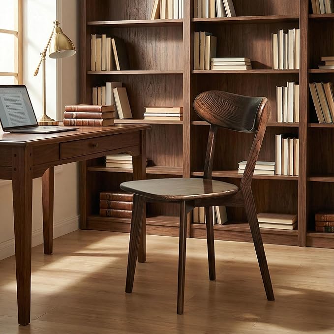 100% Solid Wood Dining Room Chairs - Practical Kitchen Chairs - Wood Chair for Dining Room, Kitchen (1, Walnut)