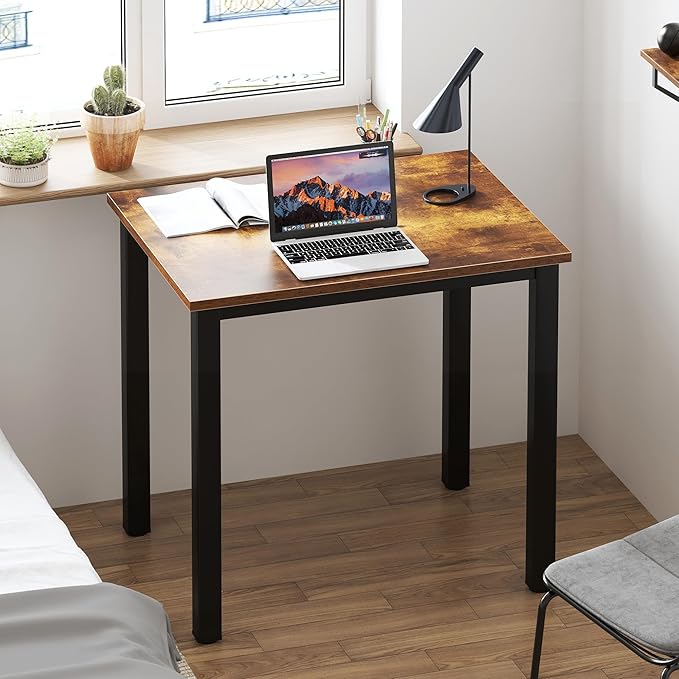 DlandHome Small Computer Desk for Home Office Table Writing Table for Small Spaces Study Table Laptop Desk 31.5x23.6 Inch, Retro