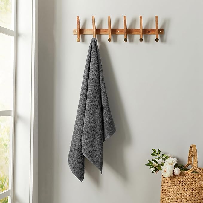 Great Bay Home Dark Grey Face Washcloth - 100% Cotton - Absorbent, Durable, Quick-Dry Face Towel for Bathrooms (Dark Grey, 13" x 13")