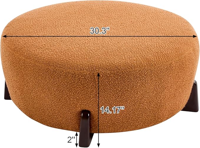 Christopher Knight Home Tatia Modern Bouce Upholstered Ottoman Coffee Table, Multi-Functional Sofa Footrest with Wooden Frame, Extra Seating for Living Room, Bedroom, Entryway, Brown+Pumpkin Orange