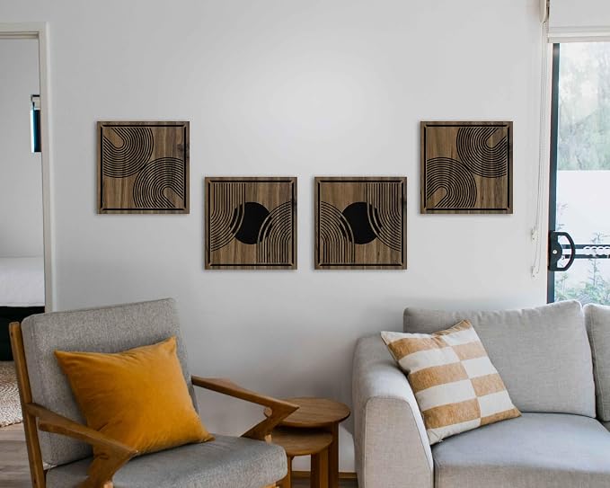Eclectic Mid Century Wood Signs, Vintage Inspired Maximalist Wood Wall Art, Wall Accent for Trendy Living Room, Office and Bedroom