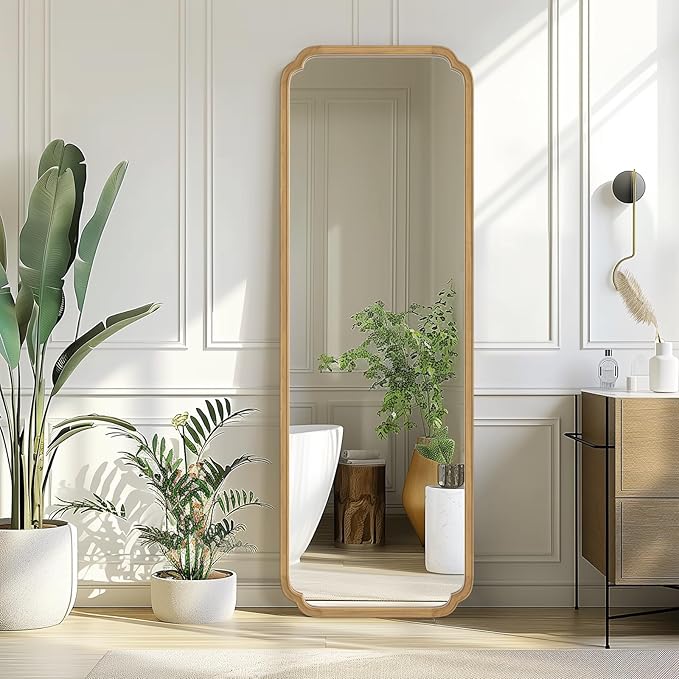 WallBeyond Full Length Mirror Wall Mounted 71"x24", Rustic Wooden Frame Floor Mirror, Large Full Body Mirror for Bedroom, Leaning or Hanging Against Wall (Natural Solid Wood)