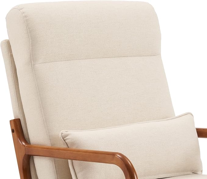 Bonnlo High Back Beige Accent Chairs Set of 2, Upholstered Mid Century Modern Lounge Fabric Chairs Reading Chairs Side Sitting Chair Solid Wood Farmhouse Armchairs for Living Room, Bedroom, Guest Room