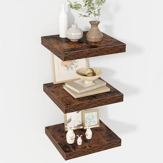 12 Inch Floating Shelves, 12" Deep Floating Shelf Wall Mounted, 12" Wall Shelves, Rustic Deep Bookshelf, Extra Deeper Display Shelves & Storage Shelves for Bedroom, Living Room, Set of 3