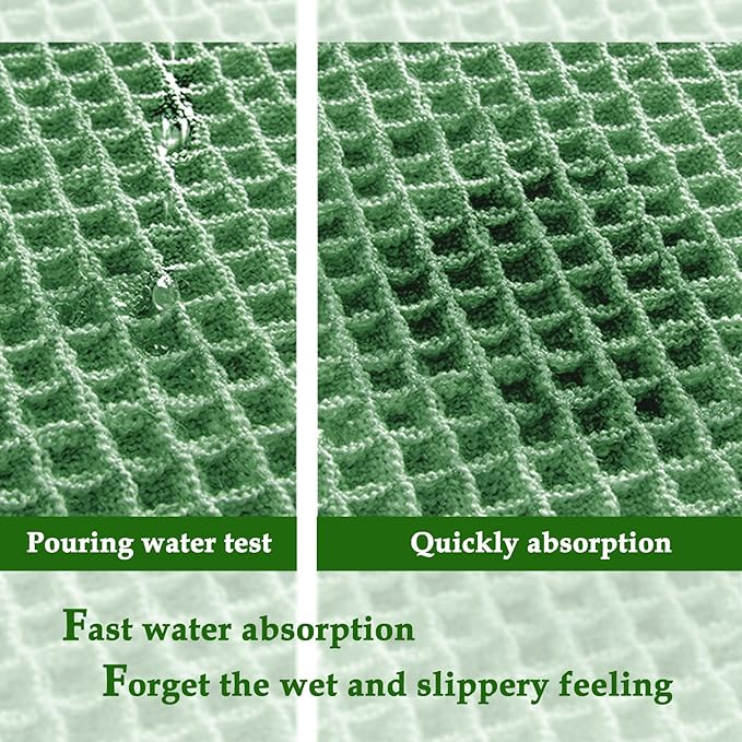 ZALL Sage Green Waffle Bath Mat,Super Absorbent Non Slip Bathroom Rug, 24x48inch, Machine Washable Ultra Soft Floor Mats