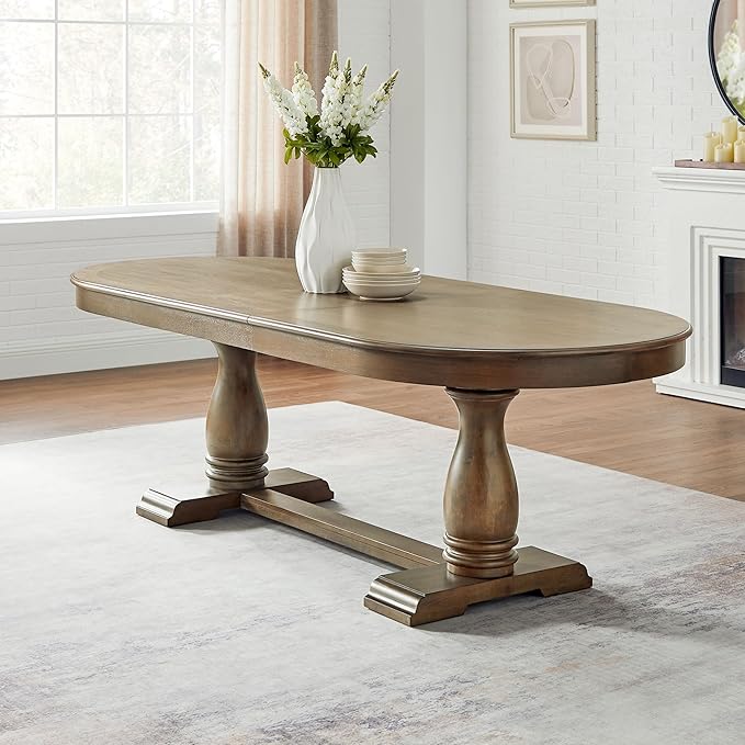 JUSTONE 94.06'' White Oak Extendable Oval Table, Great for Dining Room & Kitchen (Oak, 94.06'' Dining Table only)