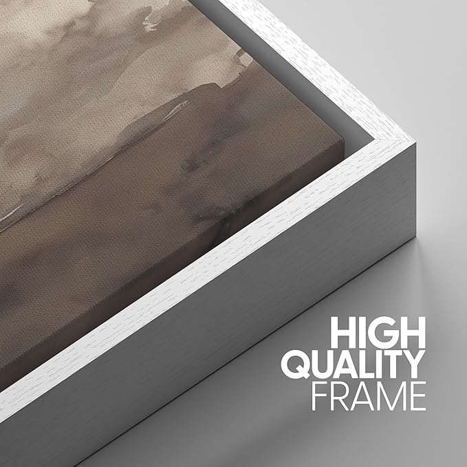 SIGNWIN Framed Canvas Print Wall Art Set Neutral Cloudy Sky Landscape Soft Beige and Taupe Illustrations Modern Art Decorative Boho Relax/Zen Nordic for Living Room, Bedroom, Office - 16"x24"x3 White