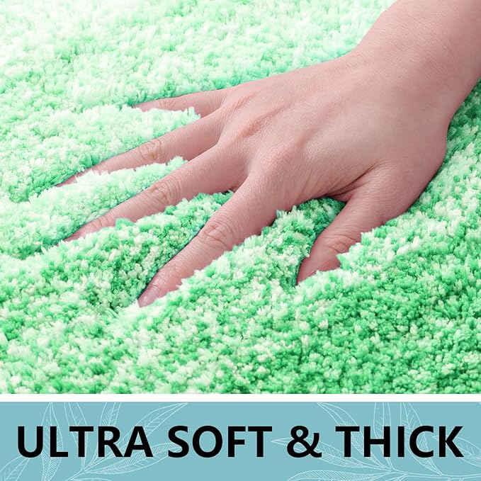 Arotive Microfiber Bathroom Rugs, Shaggy Soft and Absorbent Bath Rug, Non-Slip, Thick Plush Machine Washable Dry Bath Mats for Bathroom, Tub and Shower, 24x16, Green, Rectangular