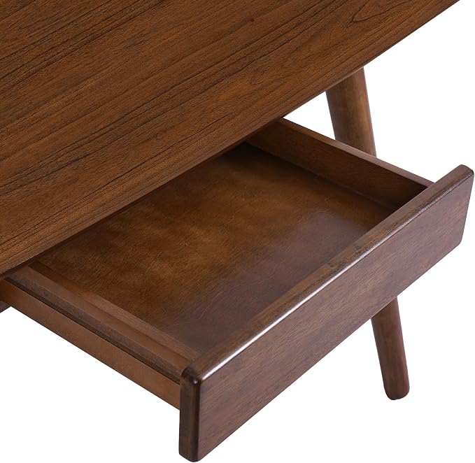 Anwick 53 Inch Writing Desk with Drawers,Wood Desks for Small Spaces,Modern Home Office Desk for Bedroom, Writing Table with Solid Legs for Work and Study, Walnut Finish, Mid Century (Walnut, 53'')